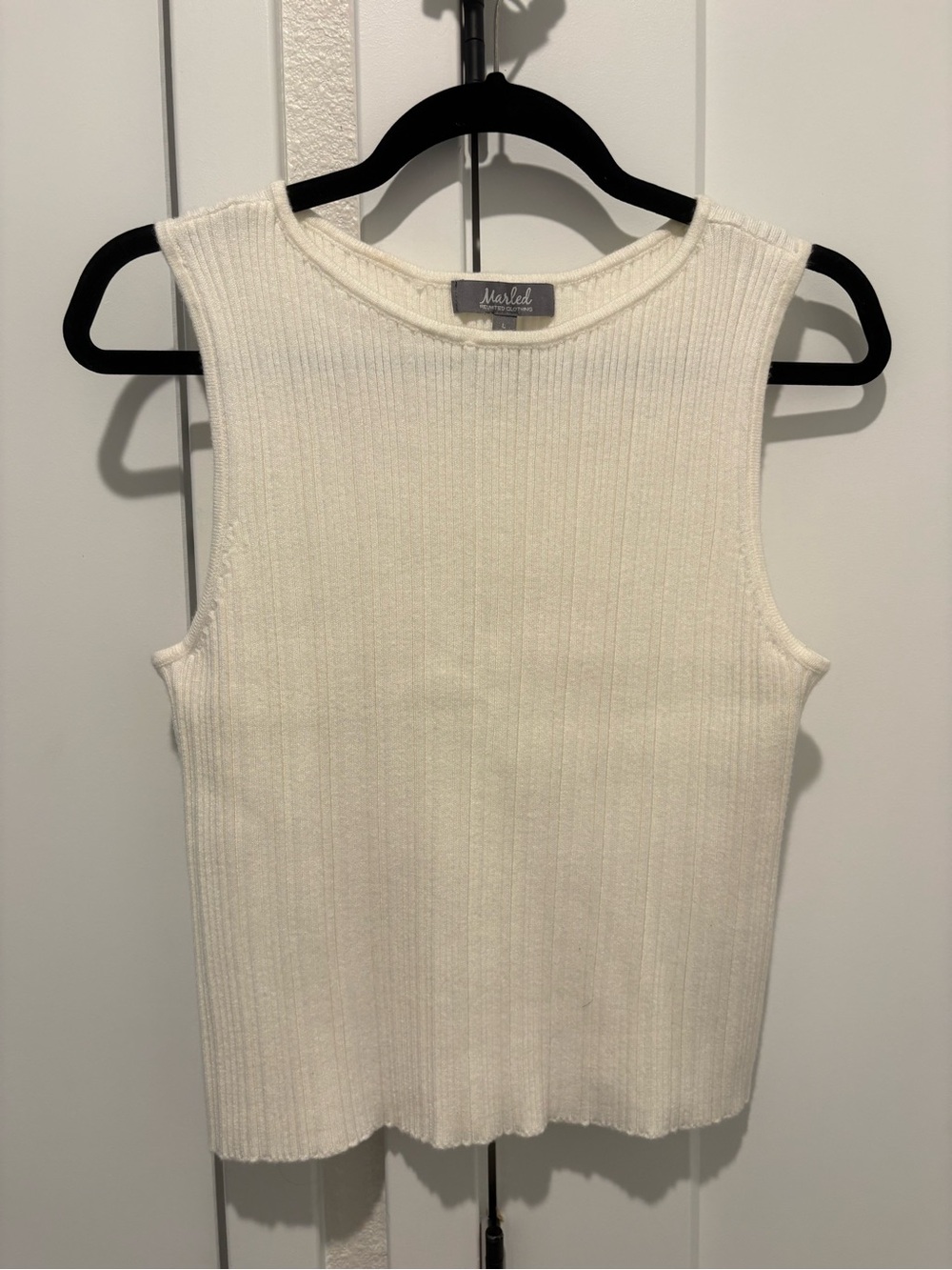 Marled Cream Ribbed Sleeveless Tank